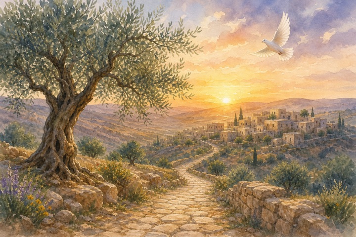 Biblical watercolor style