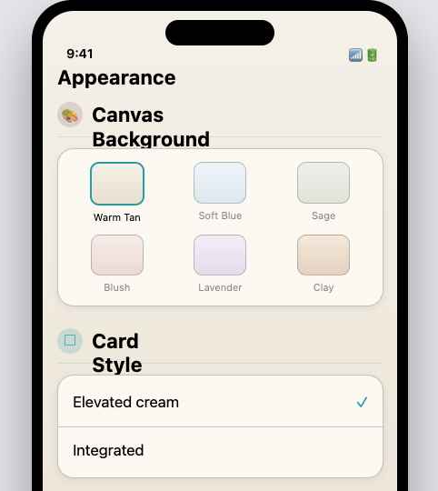 Appearance settings
