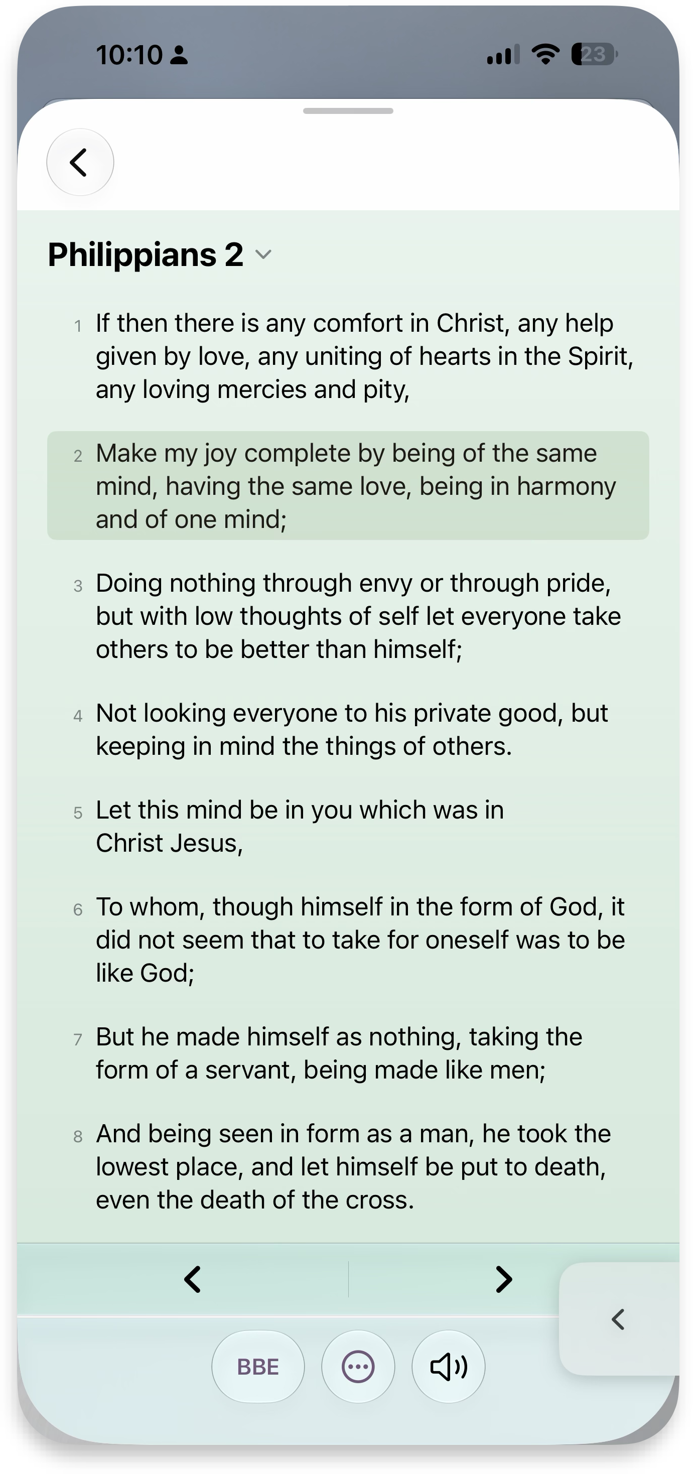 Reading view with highlight