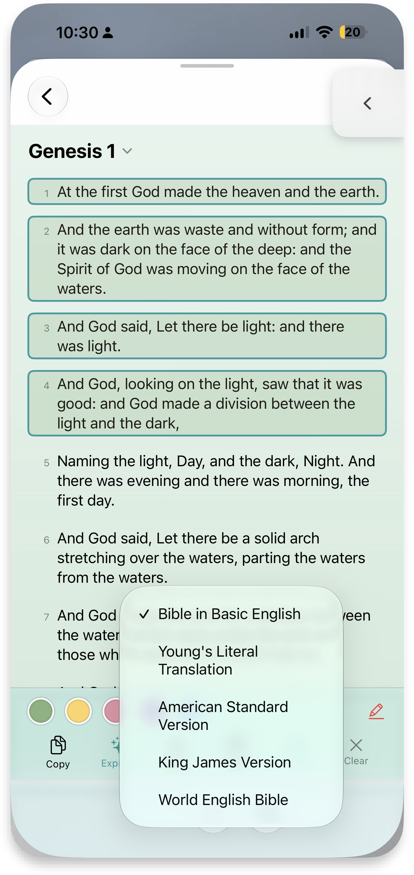 Change Bible version