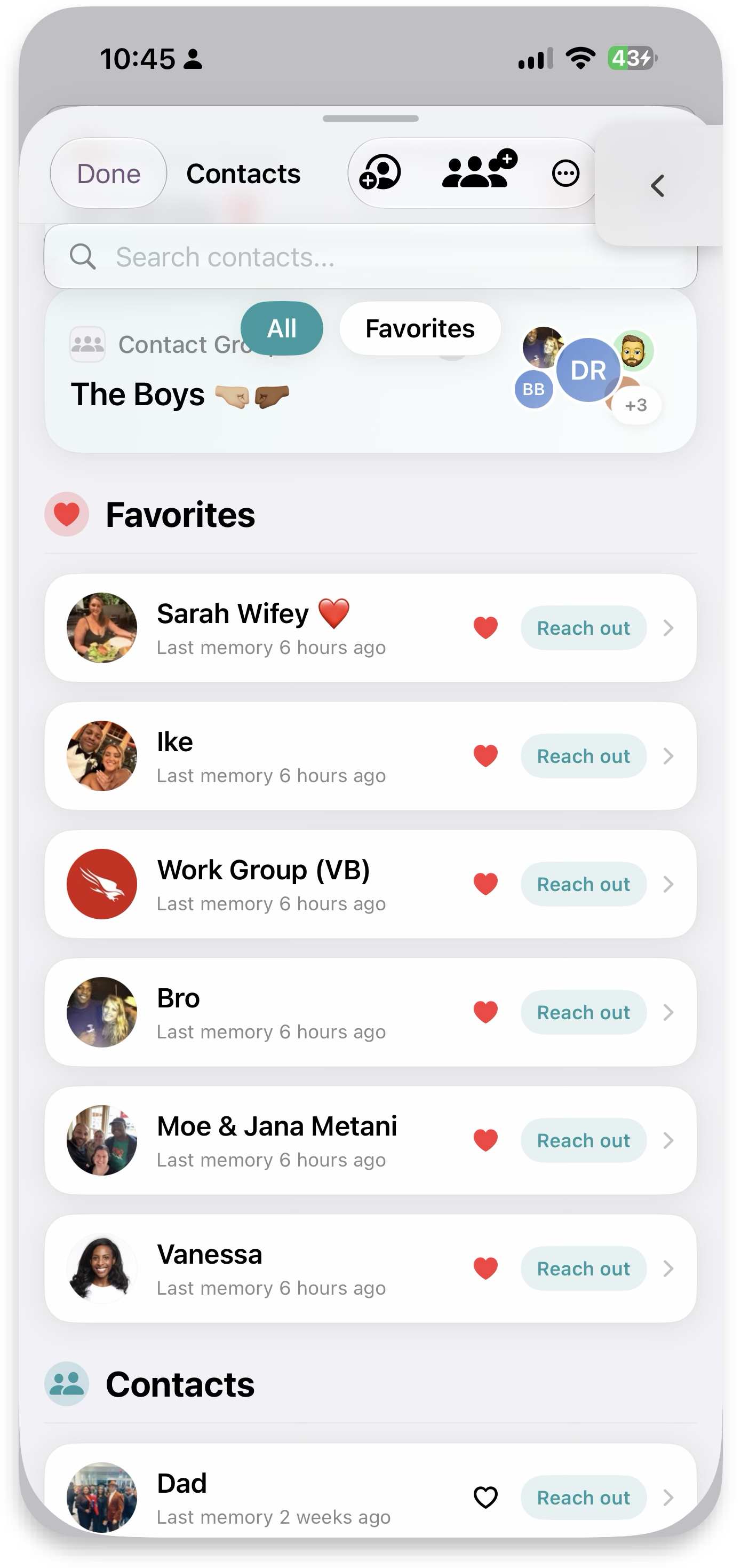 Favorites list
