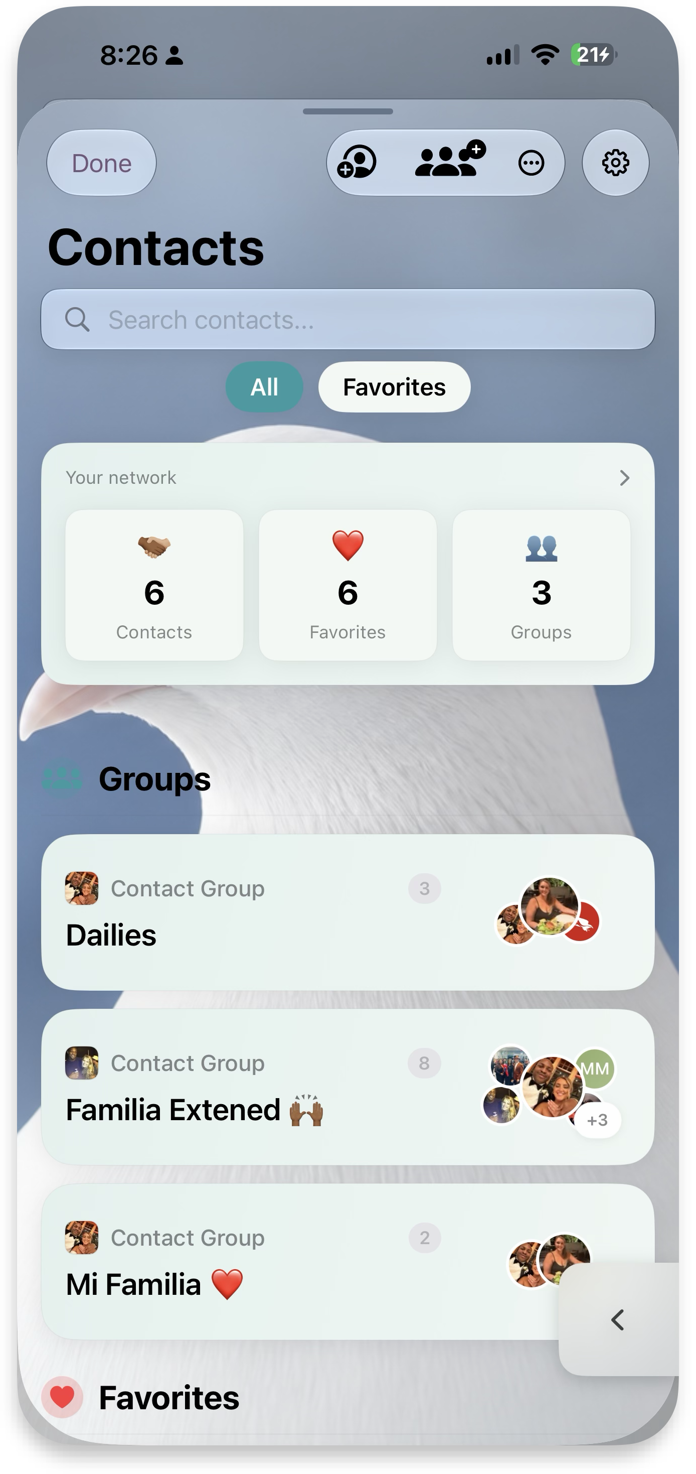 Contacts hub