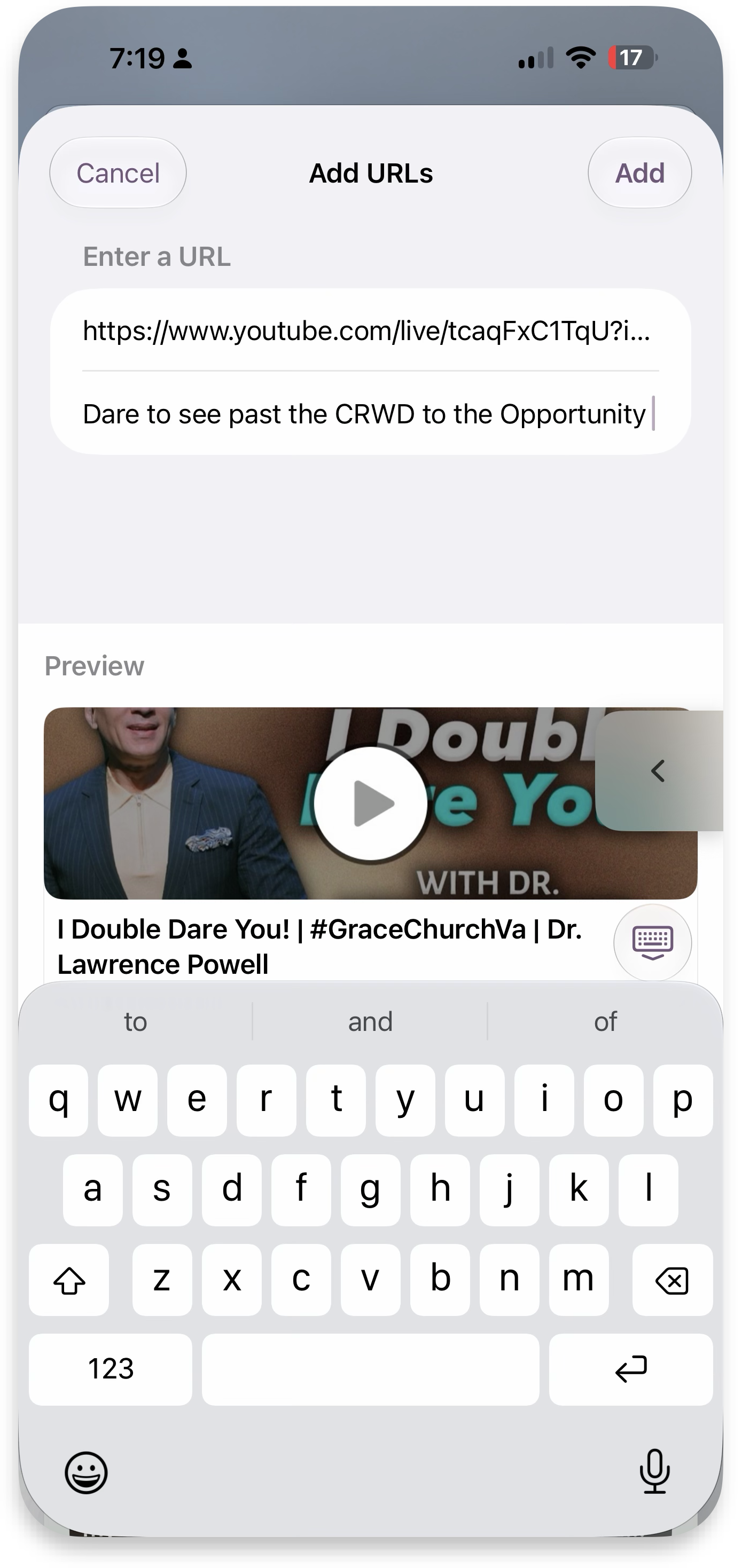 Add URLs with live preview