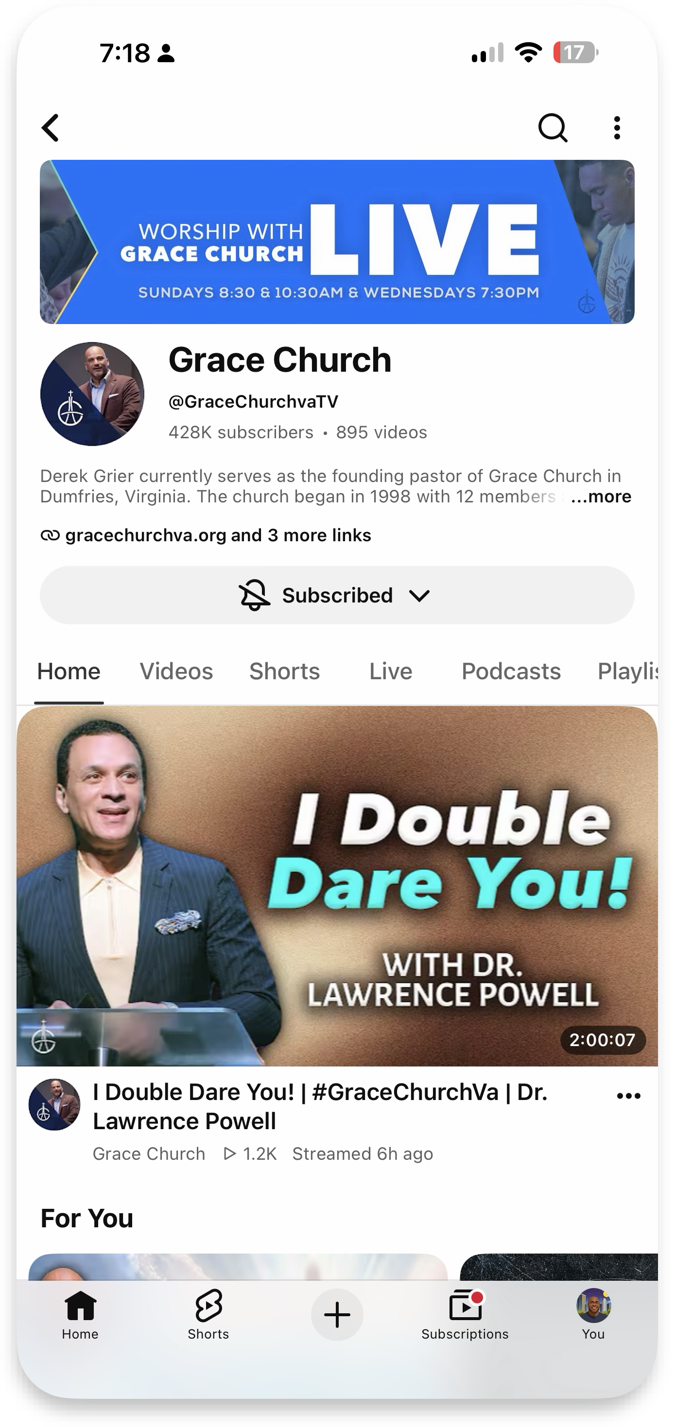 Source content — a YouTube page to link