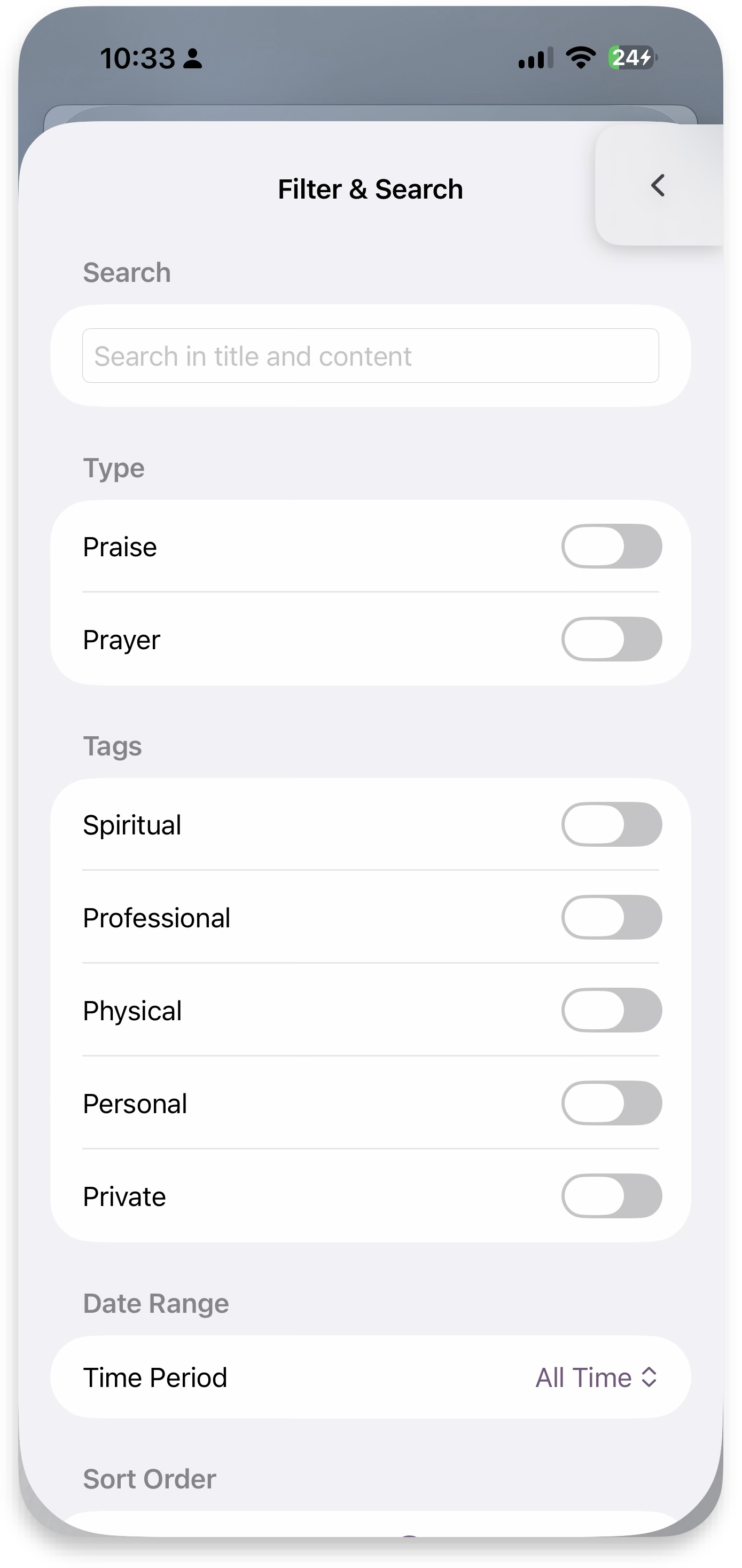 Filter and search