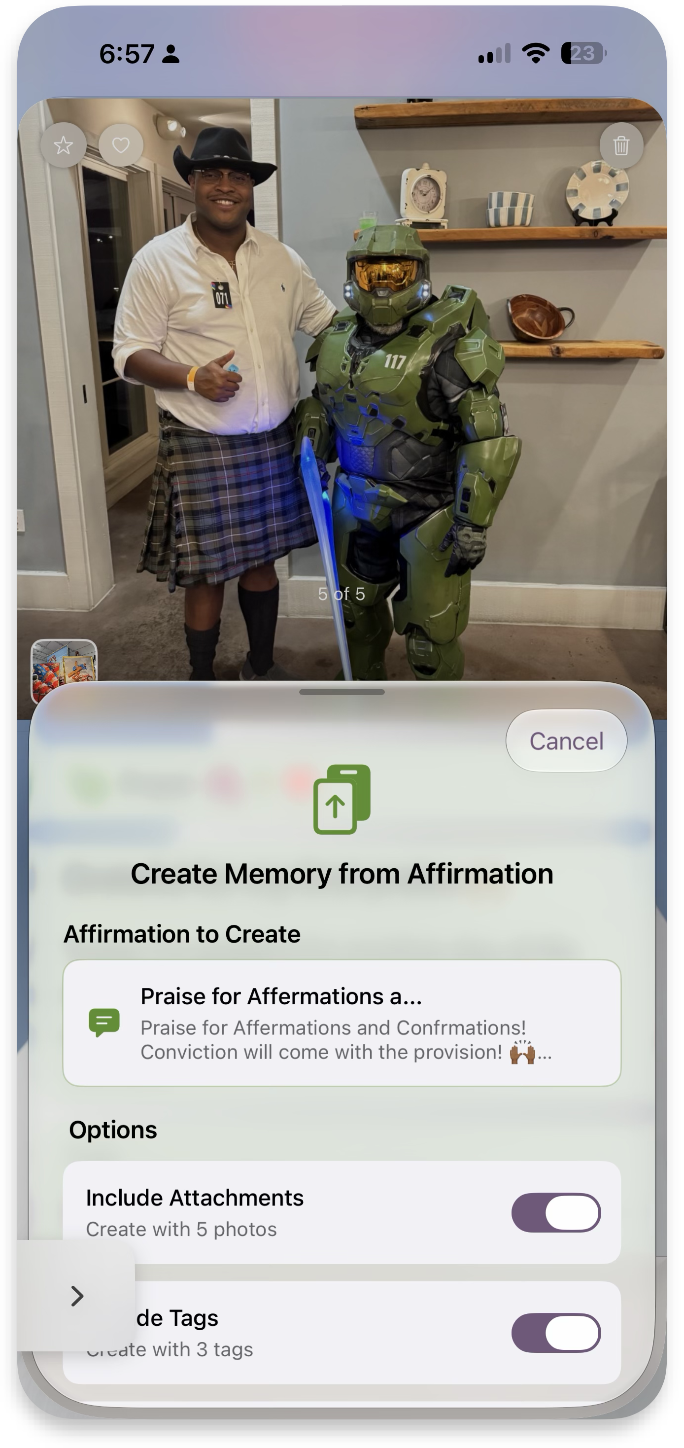 Create Memory from Affirmation