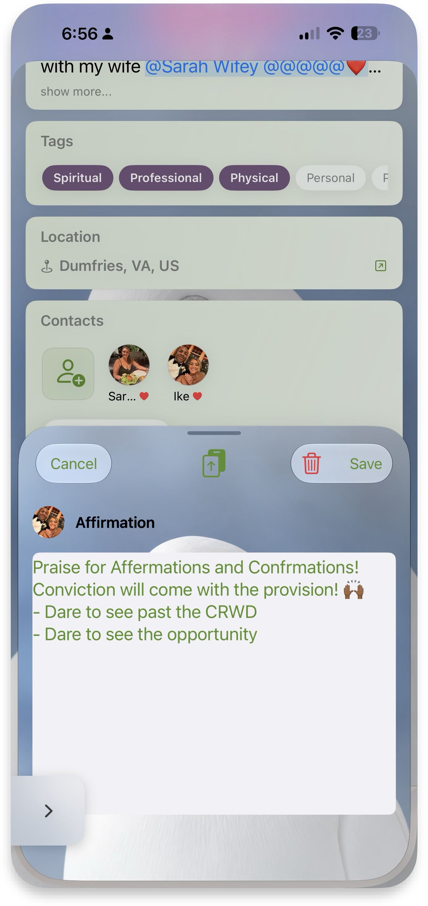 Edit an affirmation
