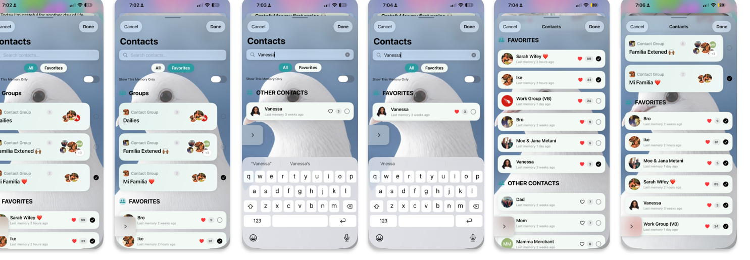Enrich memories — contacts and contact groups