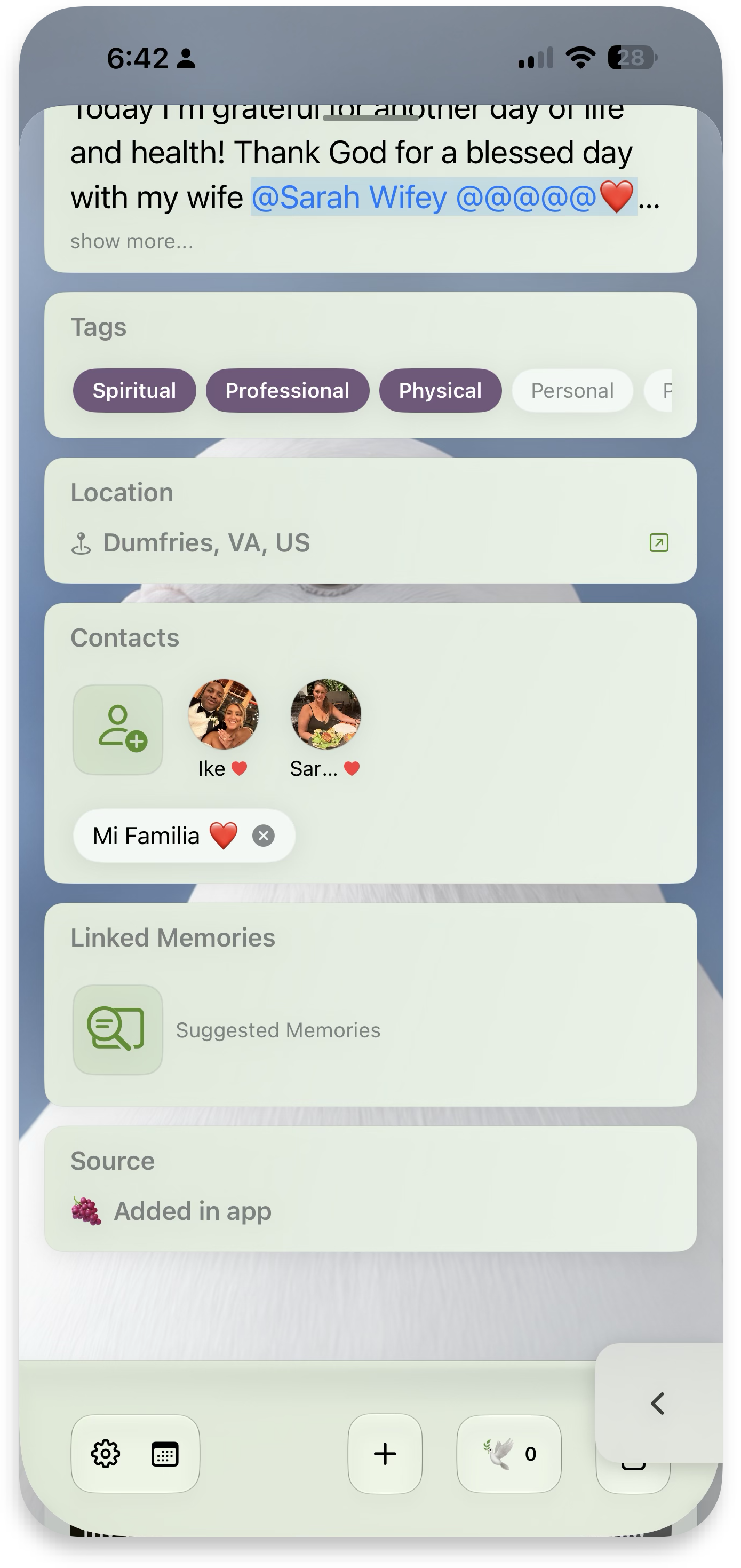 Linked Memories — suggested memories entry