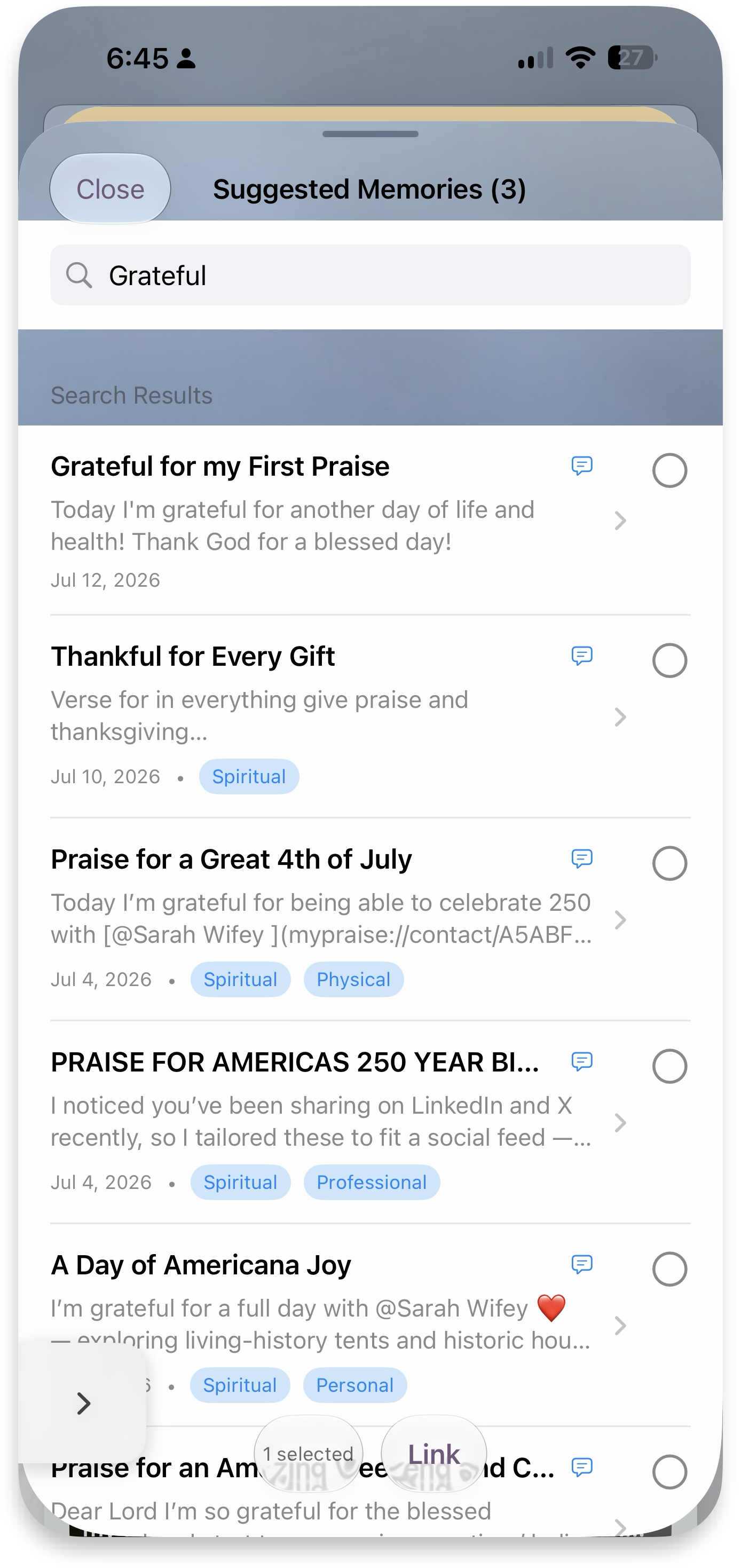 Search memories to link