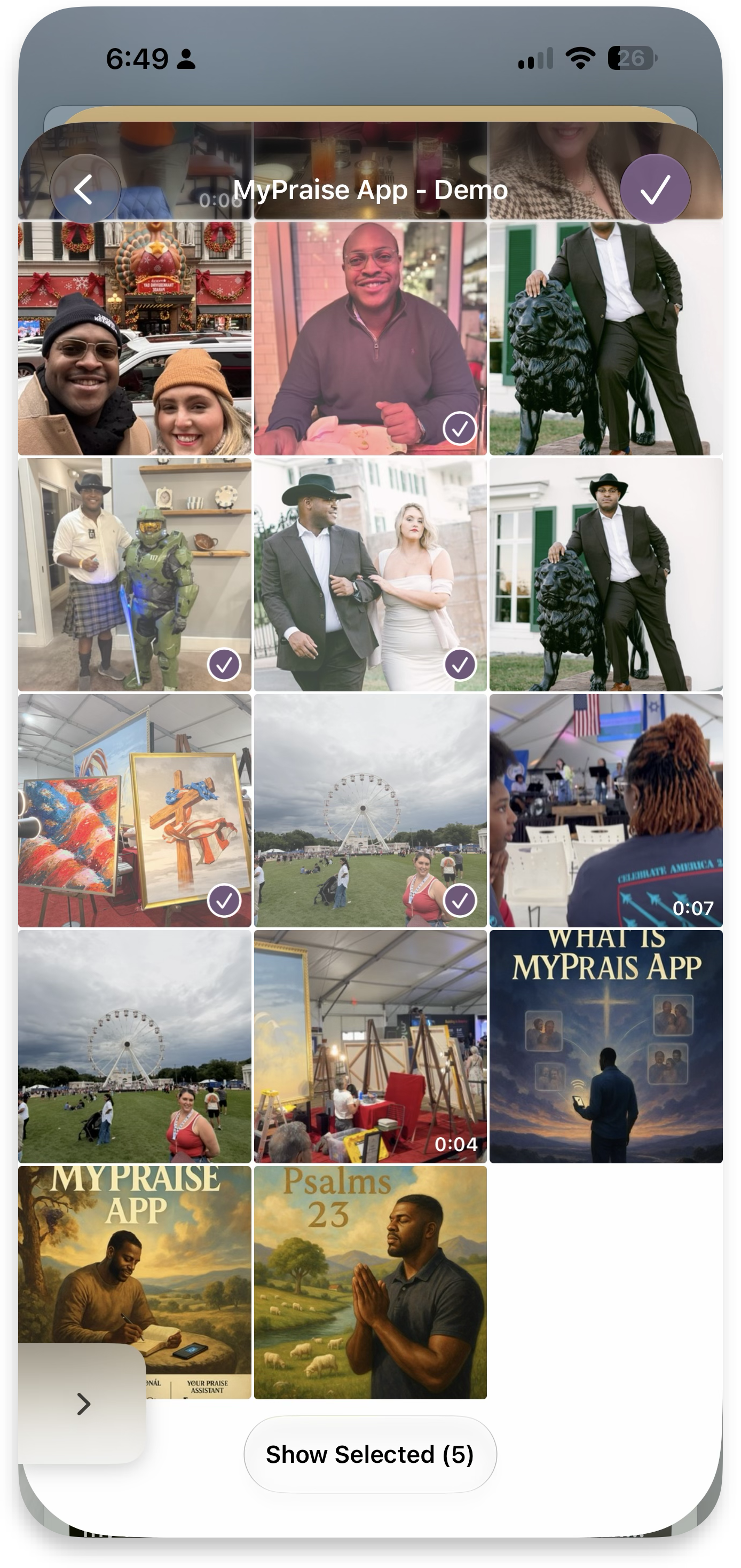 Select photos and videos