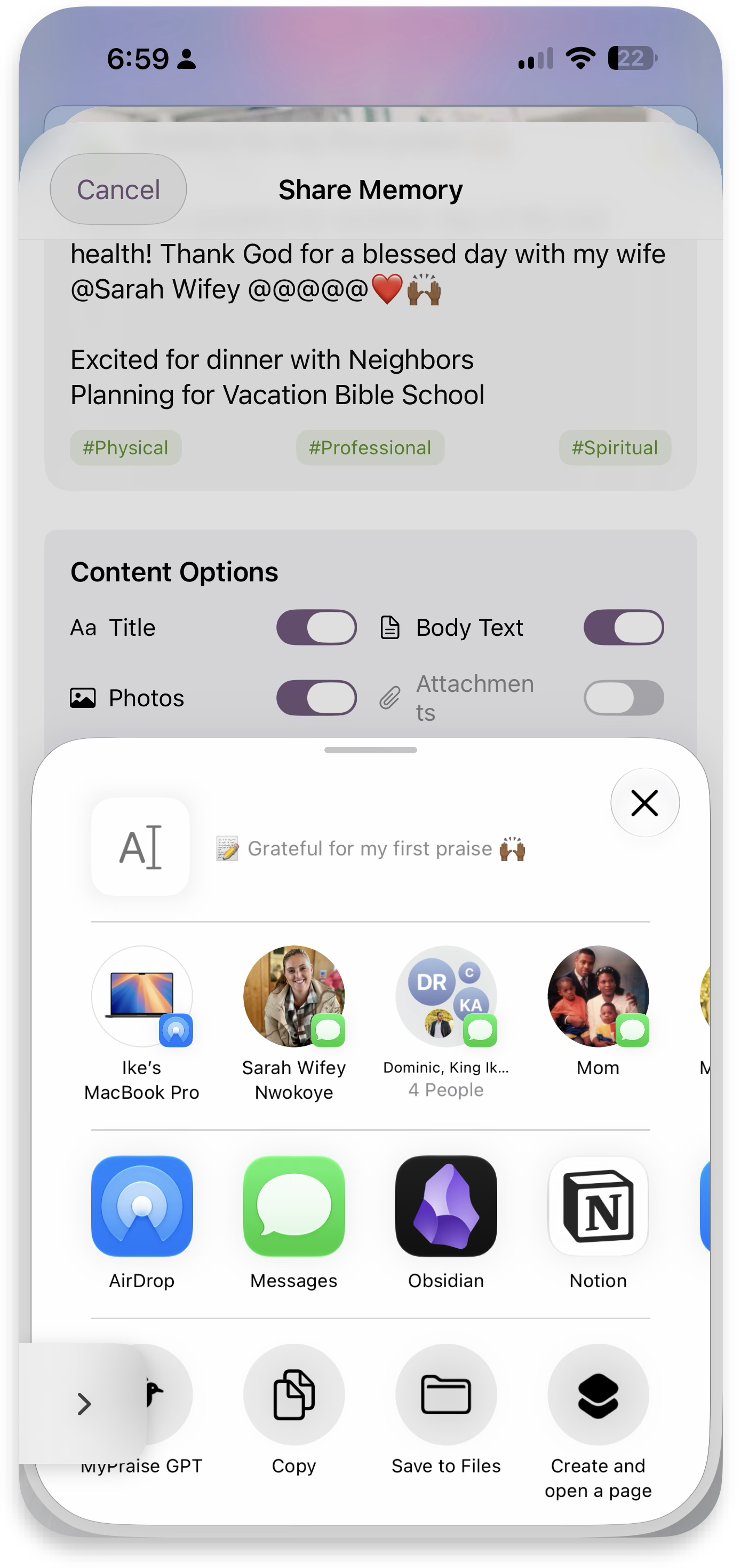 iOS share sheet