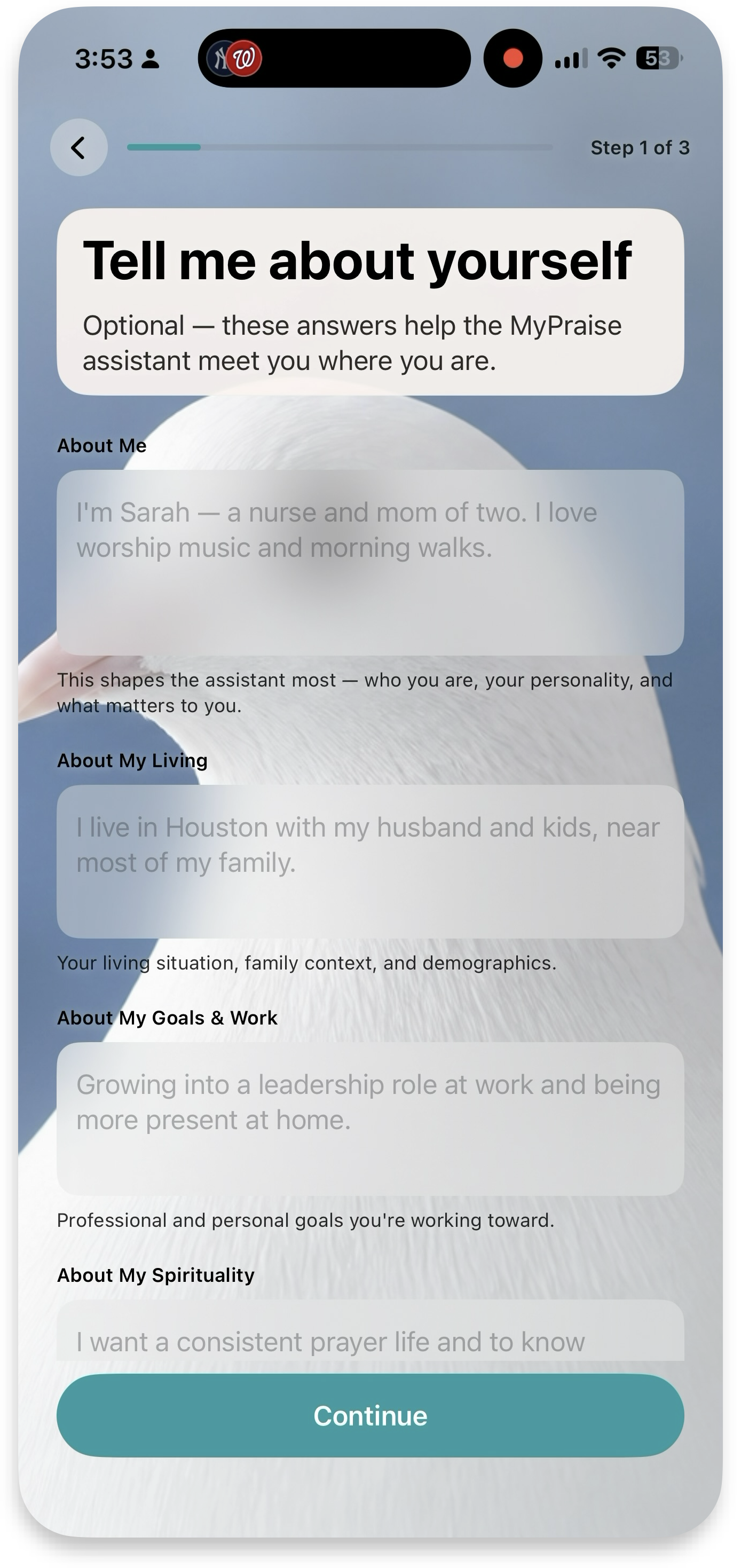 Onboarding — Tell me about yourself