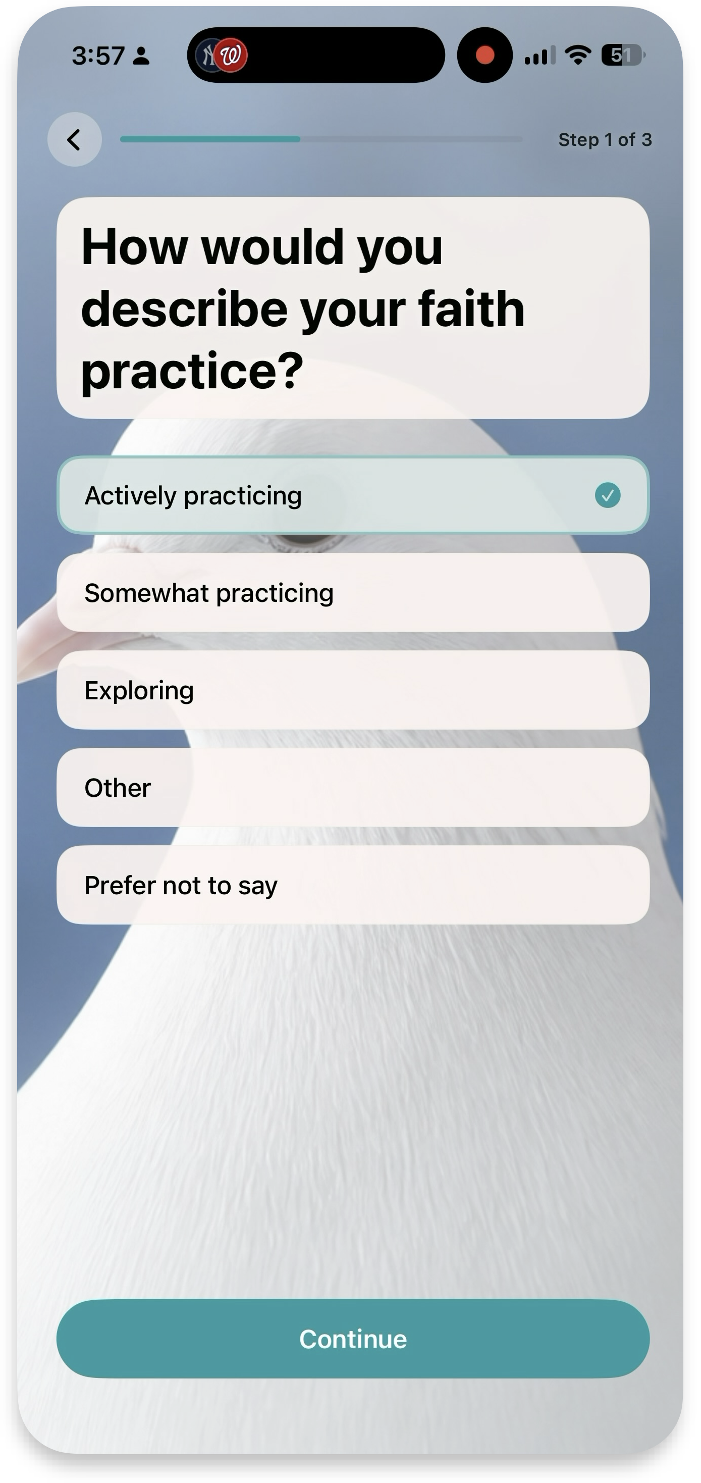 Onboarding — Faith practice