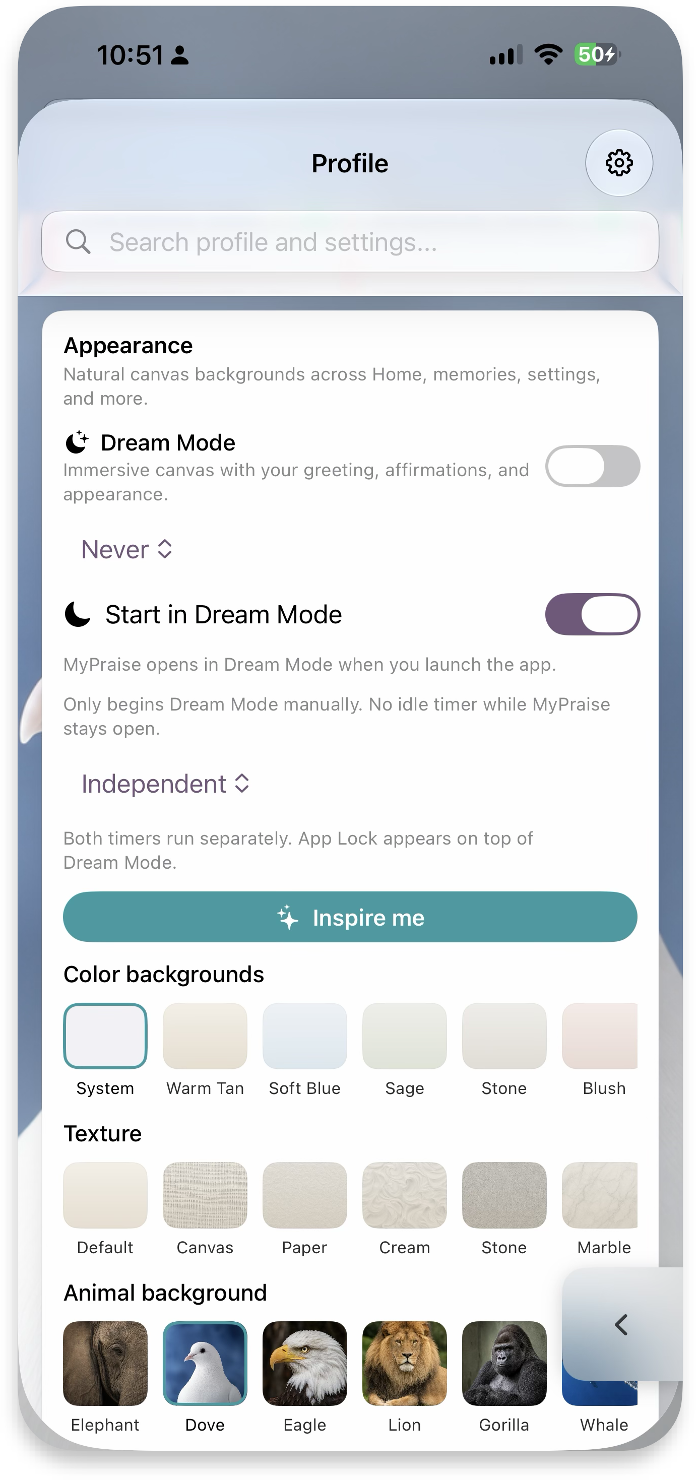 Appearance — color backgrounds