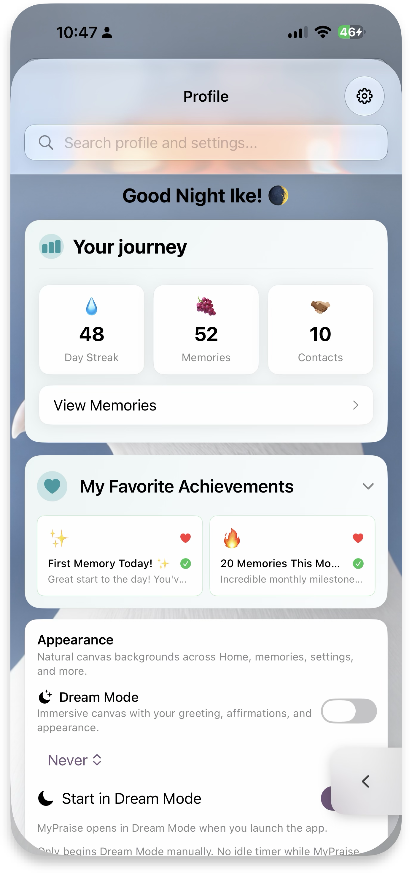 Your journey stats