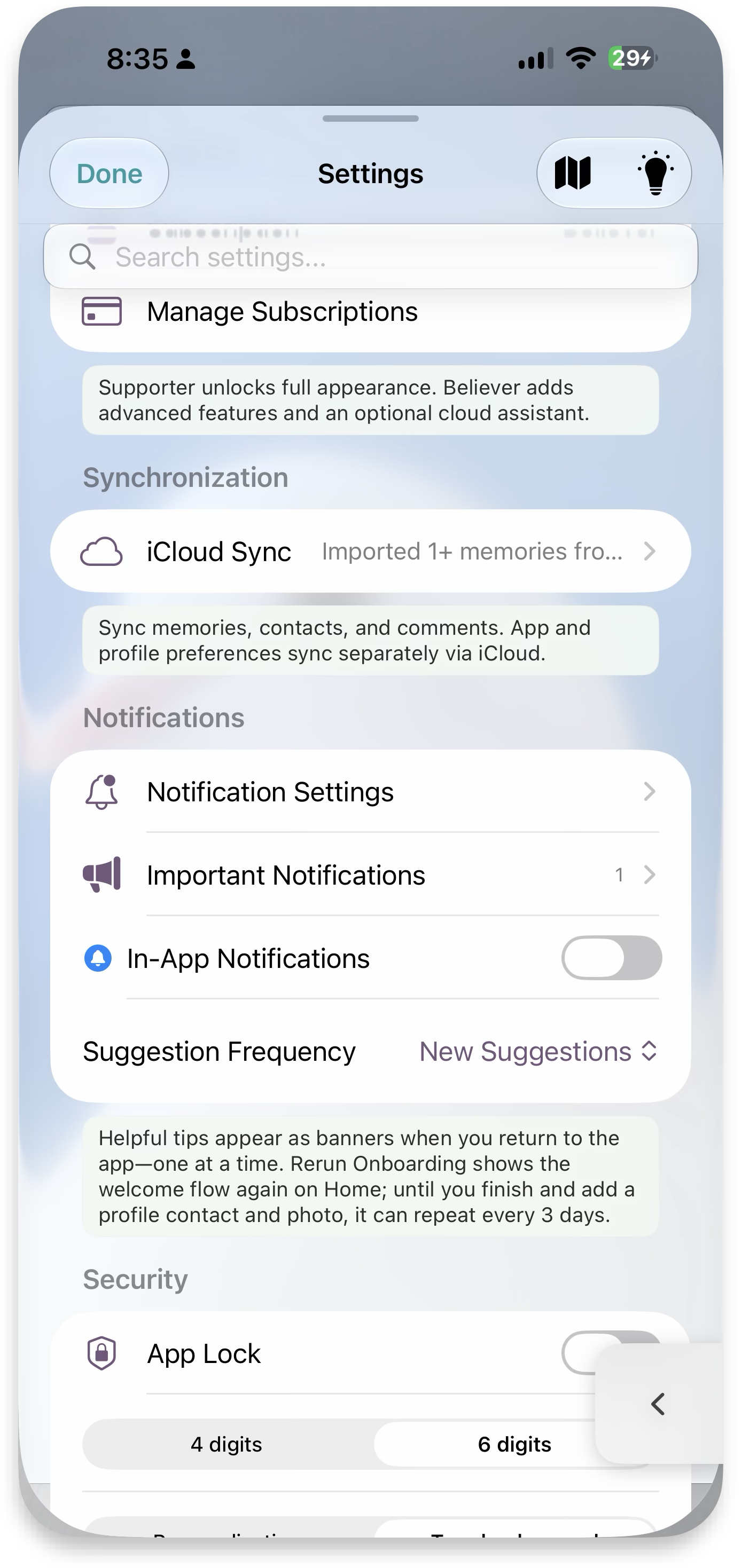 In-app notifications off