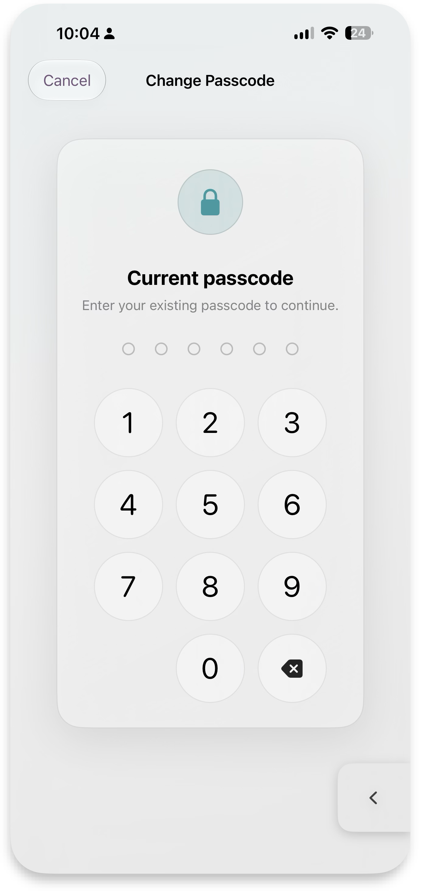 Change passcode keypad